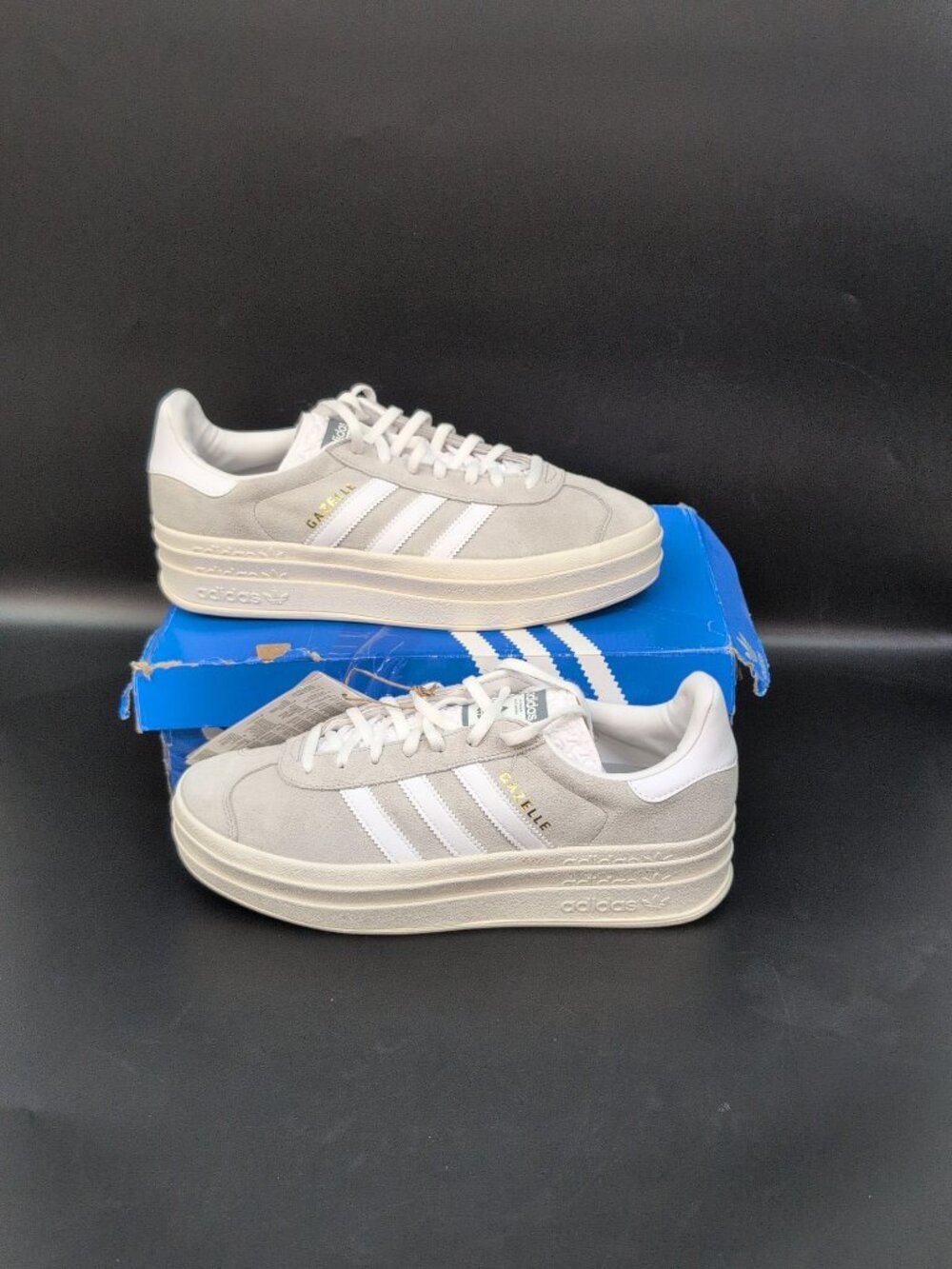 Adidas Gazelle Bold Athletic Women's Sneakers Shoes US 10.5 Gray White HQ6893